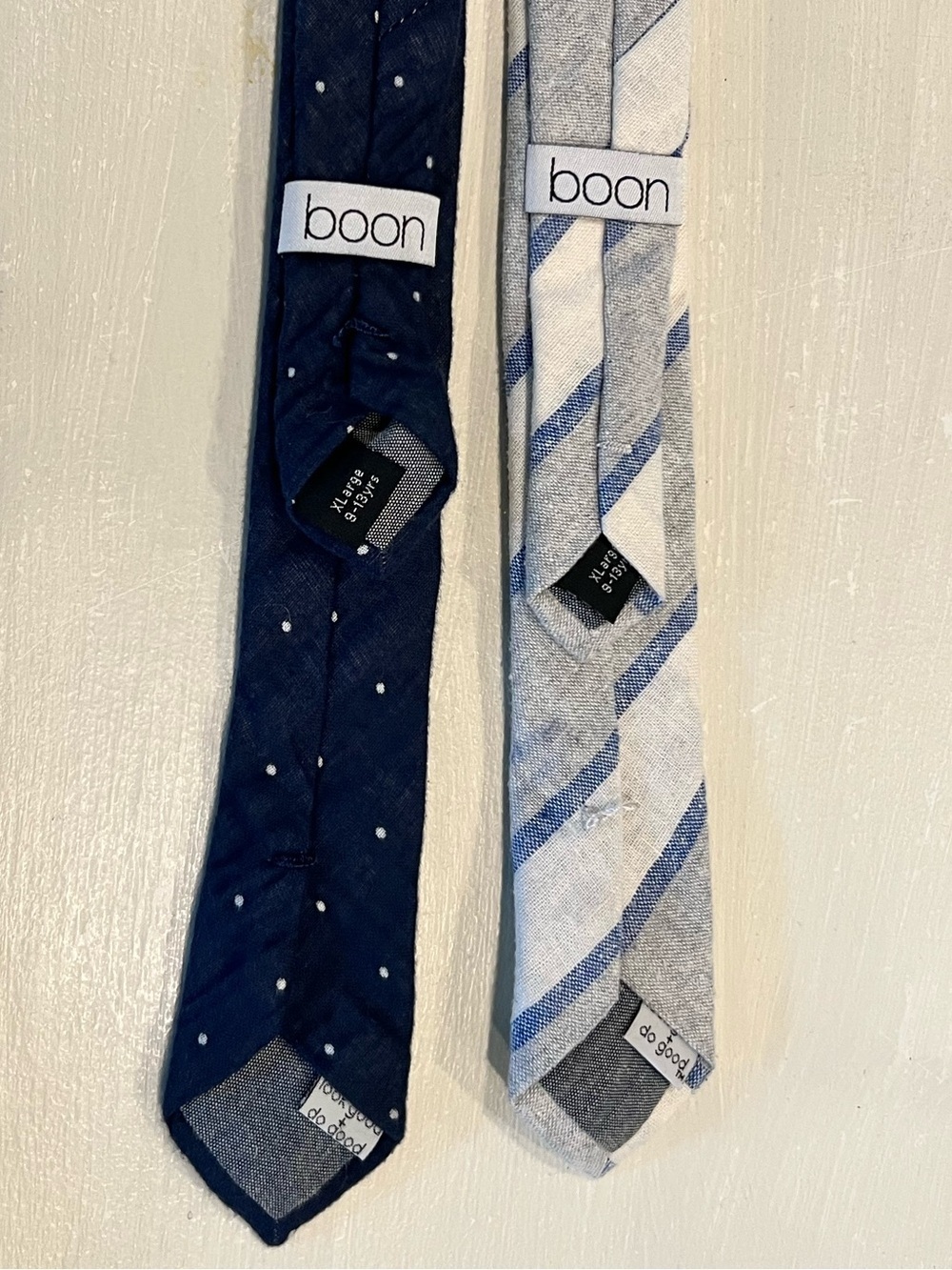 Boon Adjustable Neck Tie Set of 2 Navy Dot & Light Gray Striped 9-13 years (XL) - Picture 8 of 10